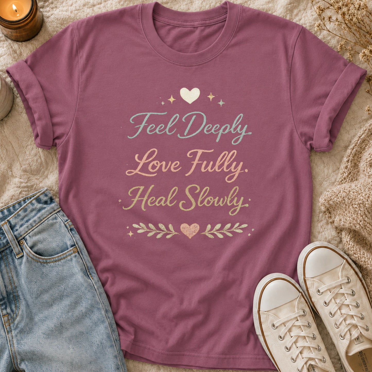 Feel Deeply Love Fully Heal Slowly t-shirt