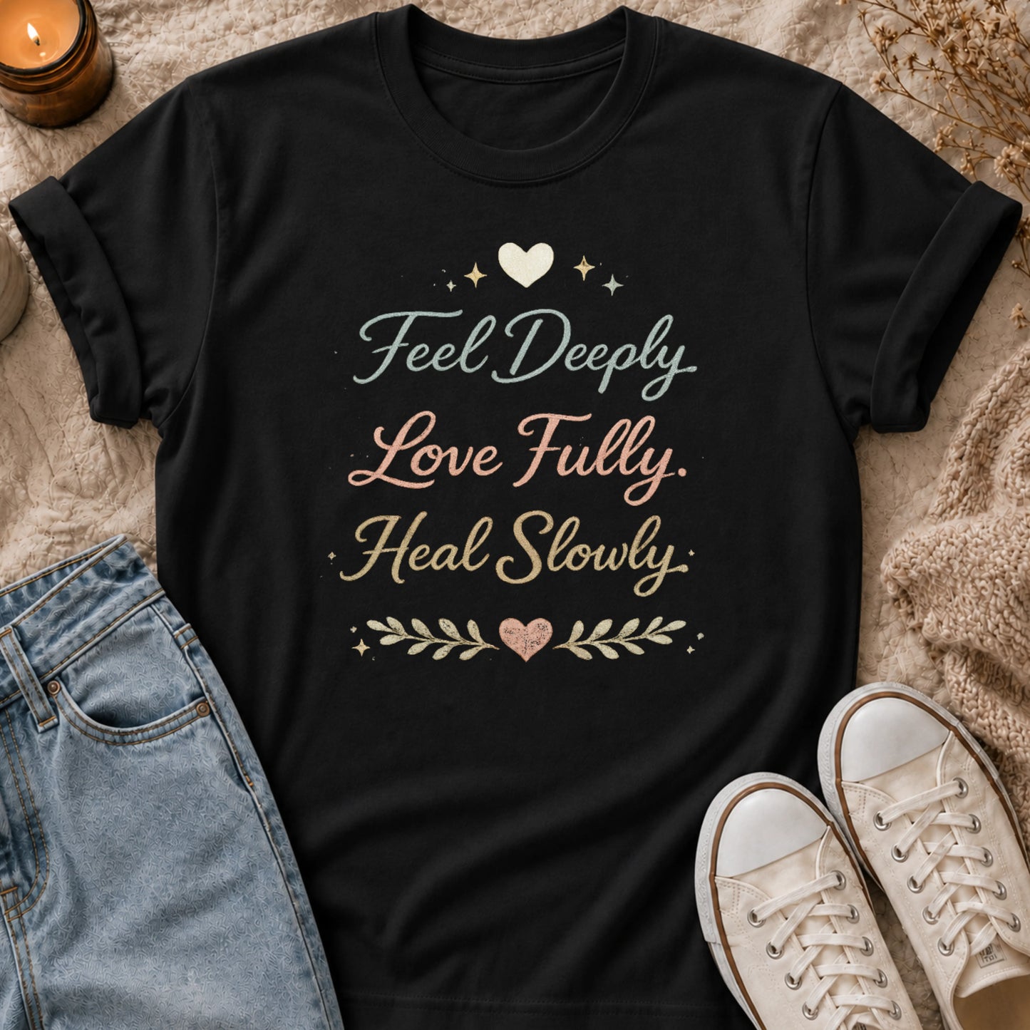 Feel Deeply Love Fully Heal Slowly t-shirt