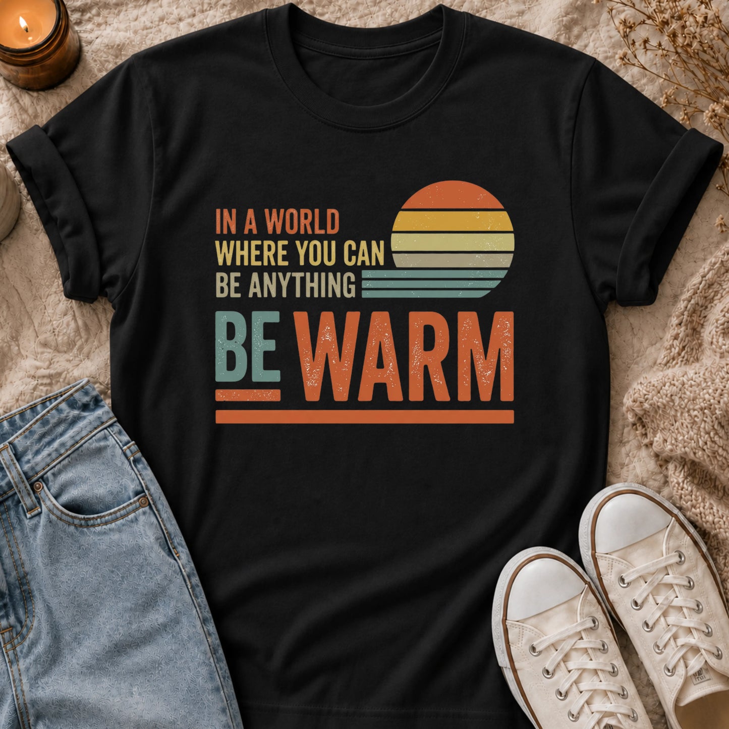 In A World Where You Can Be Anything Be Warm T-shirt