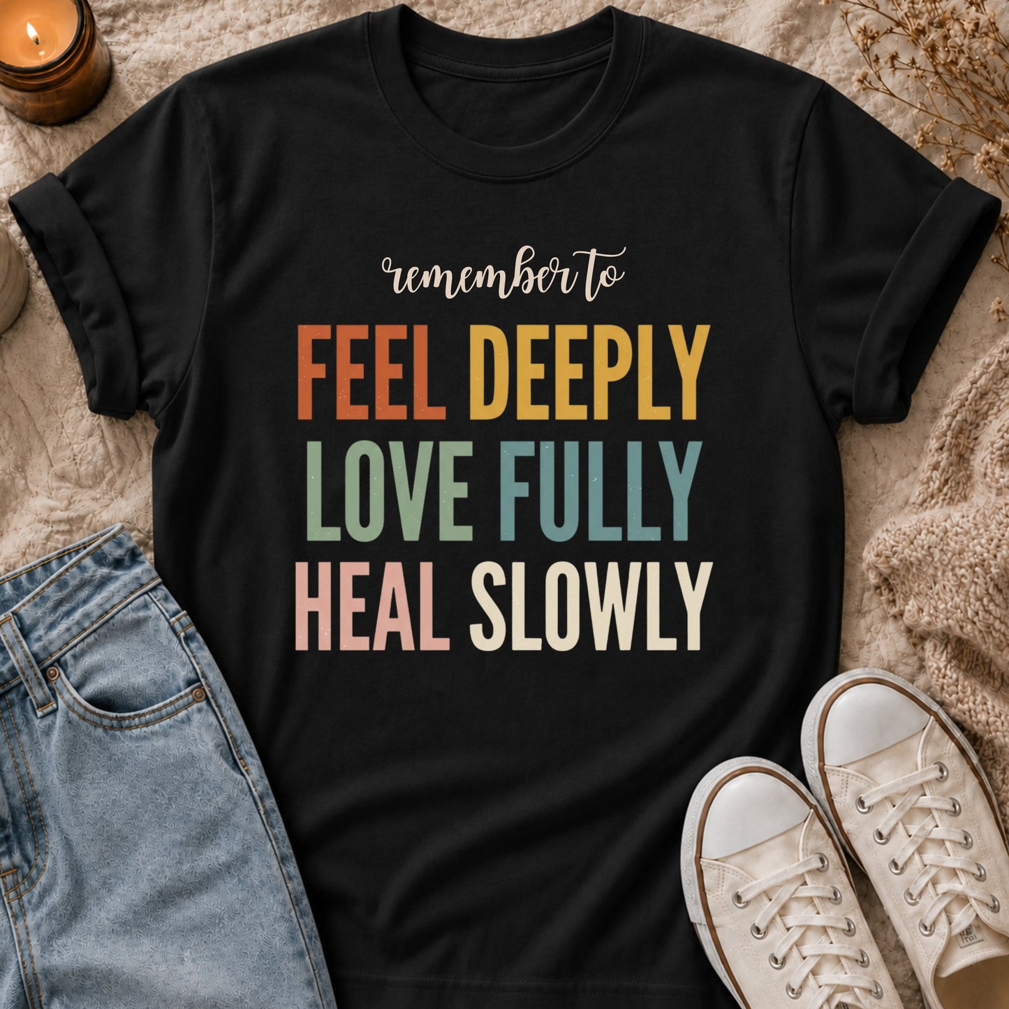 Remember To Feel Deeply Love Fully Heal Slowly T-shirt