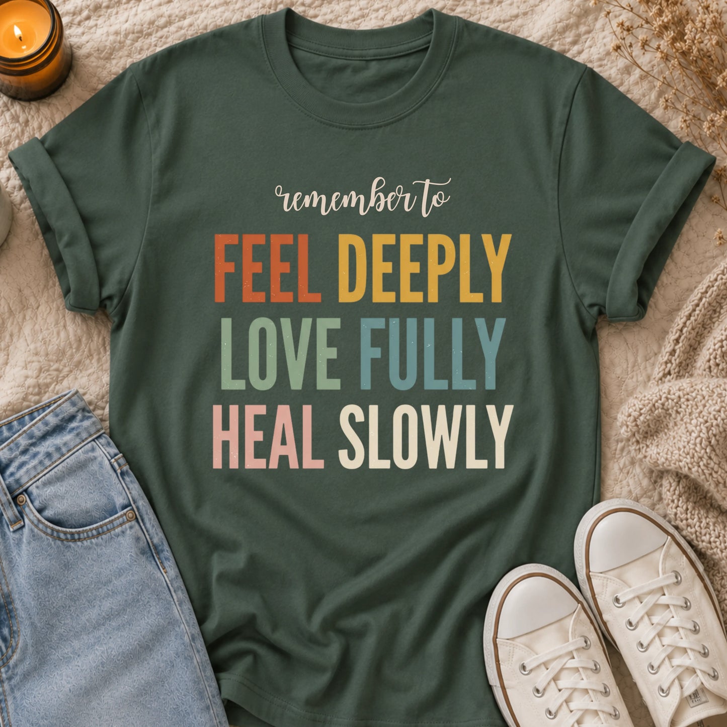 Remember To Feel Deeply Love Fully Heal Slowly T-shirt