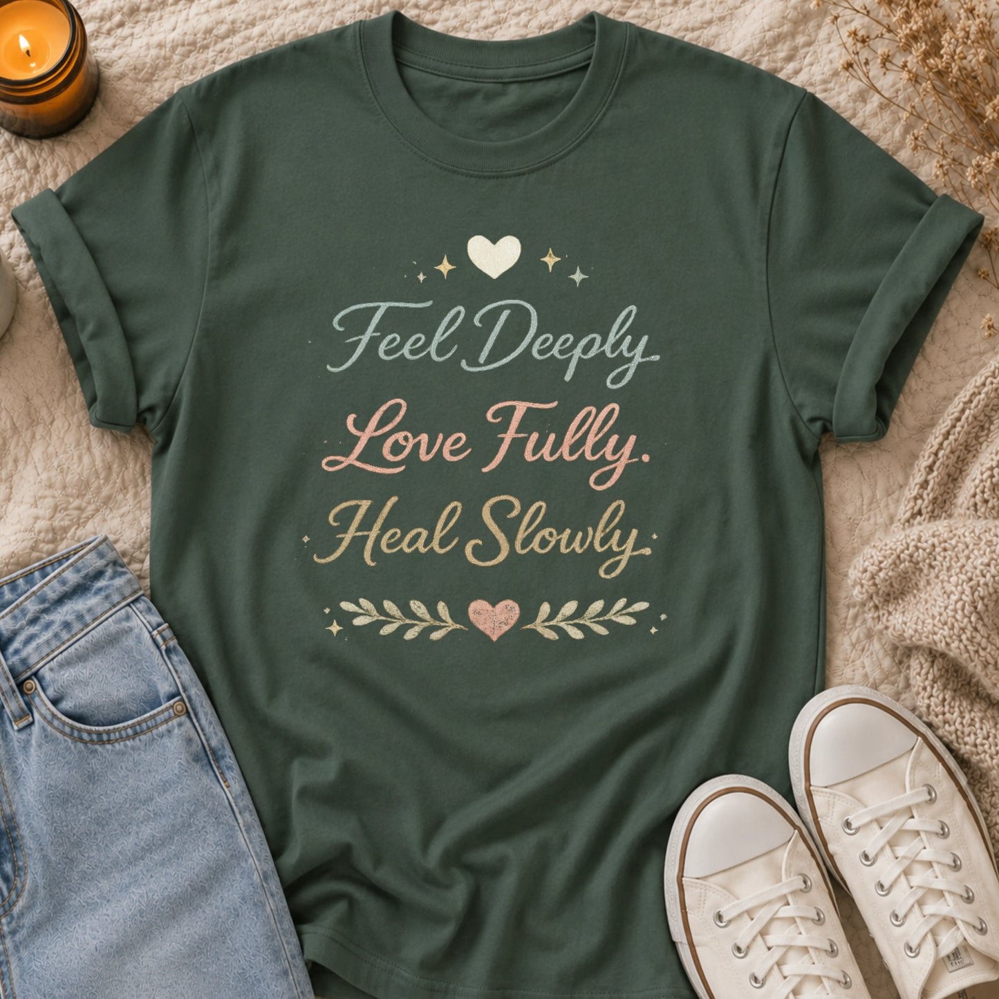 Feel Deeply Love Fully Heal Slowly t-shirt