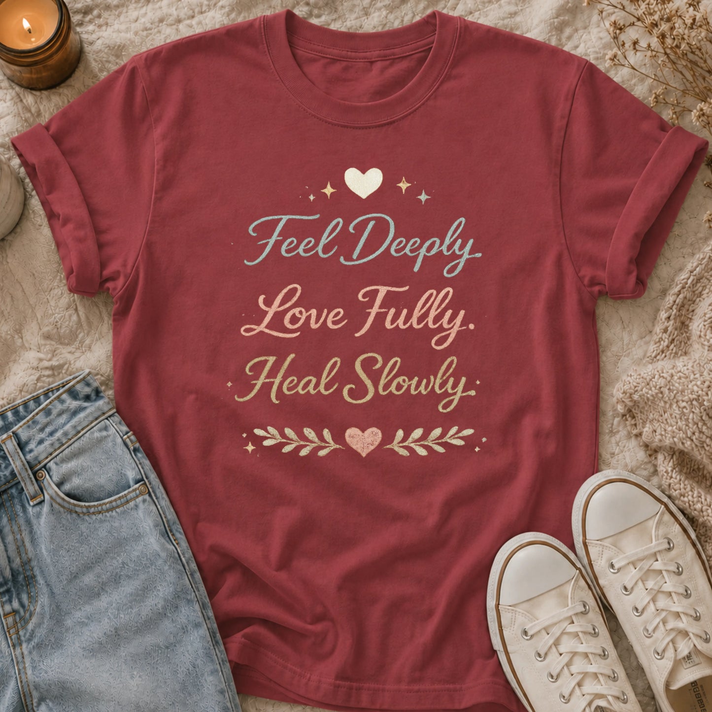 Feel Deeply Love Fully Heal Slowly t-shirt