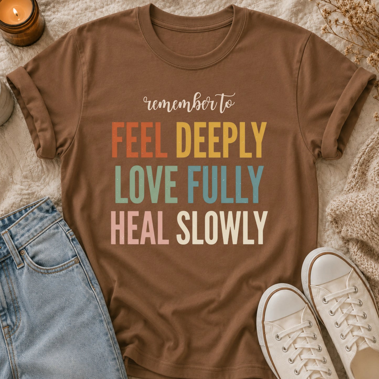 Remember To Feel Deeply Love Fully Heal Slowly T-shirt
