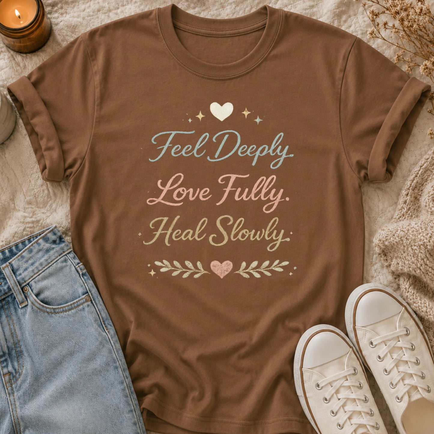 Feel Deeply Love Fully Heal Slowly t-shirt