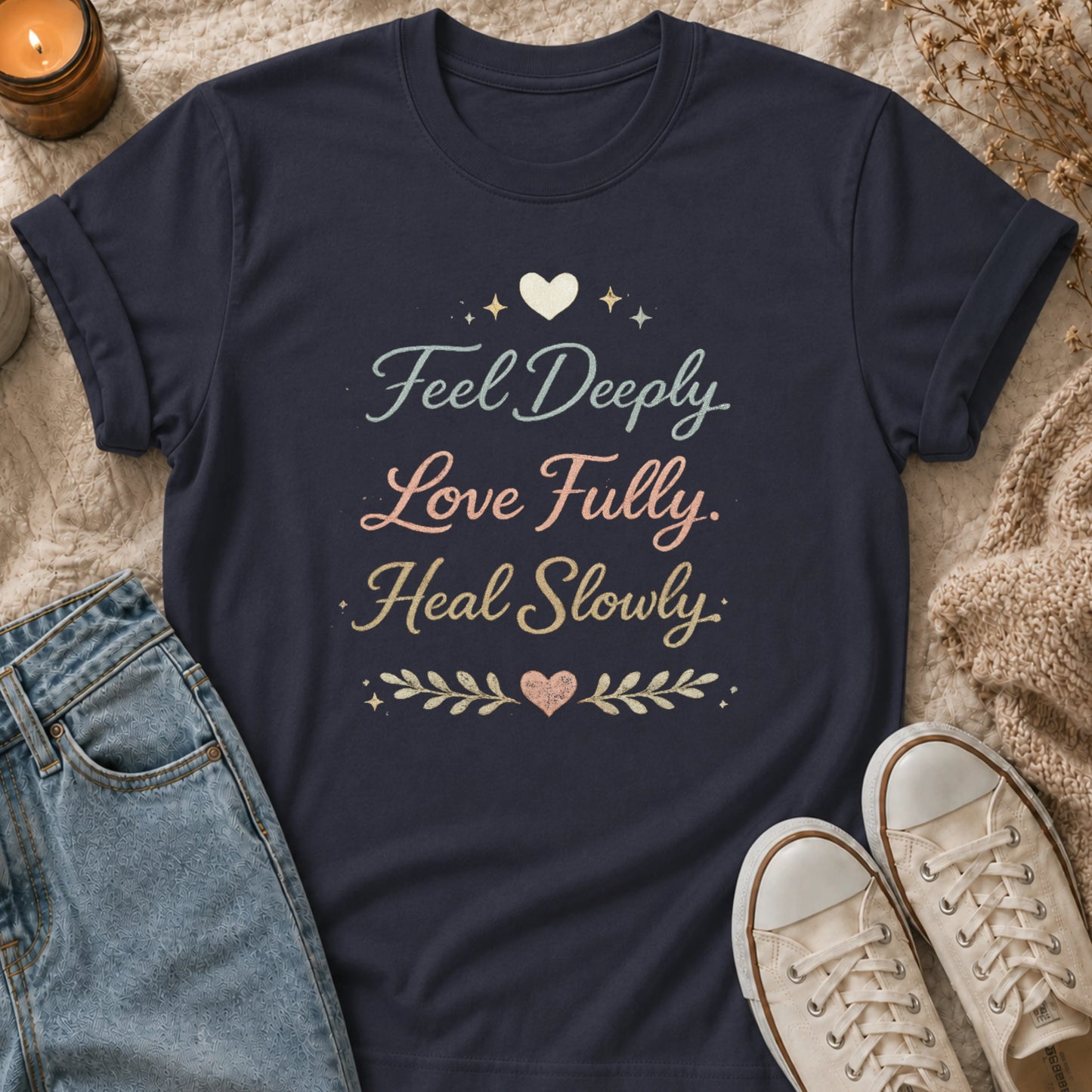 Feel Deeply Love Fully Heal Slowly t-shirt