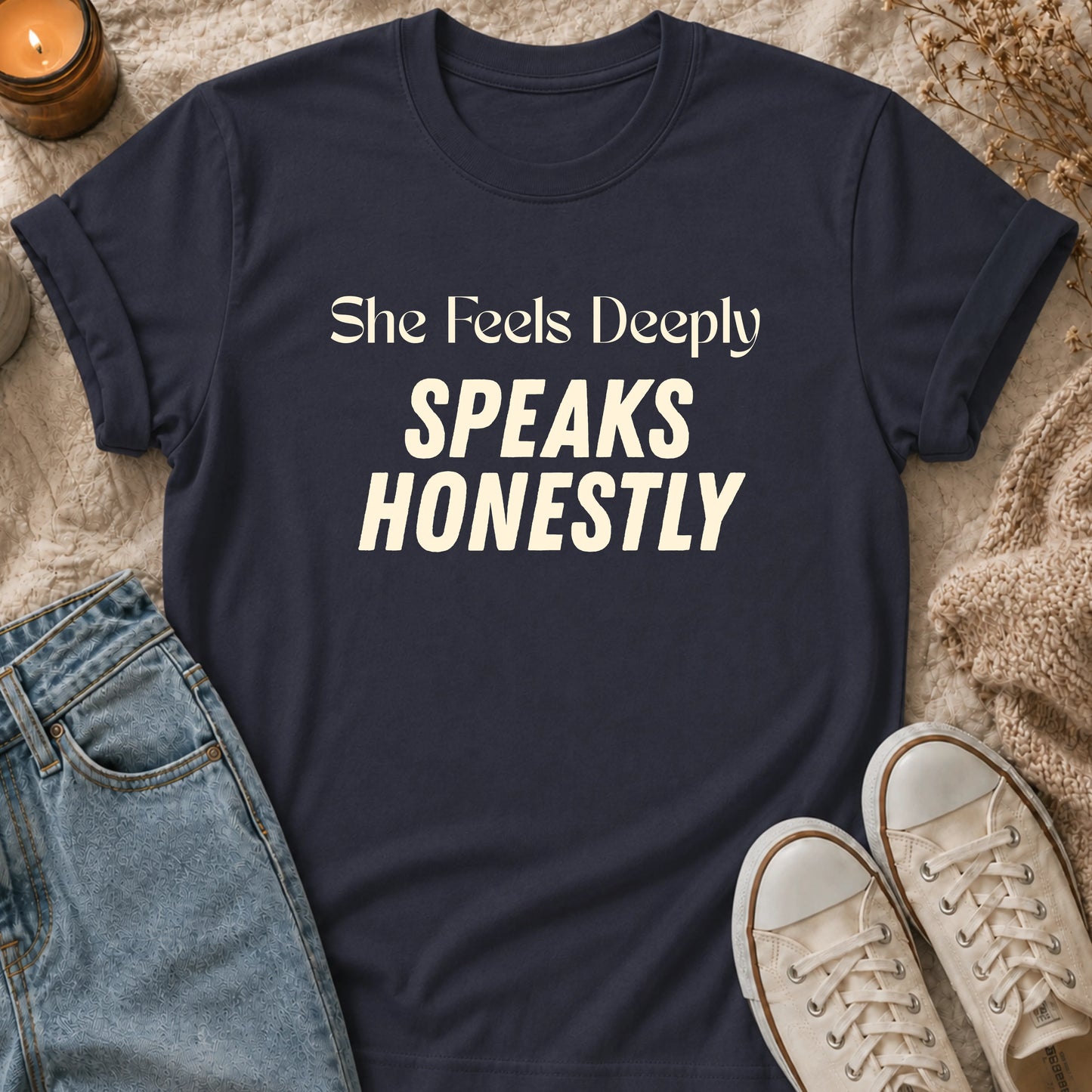 She Feels Deeply, Speaks Honestly T-shirt