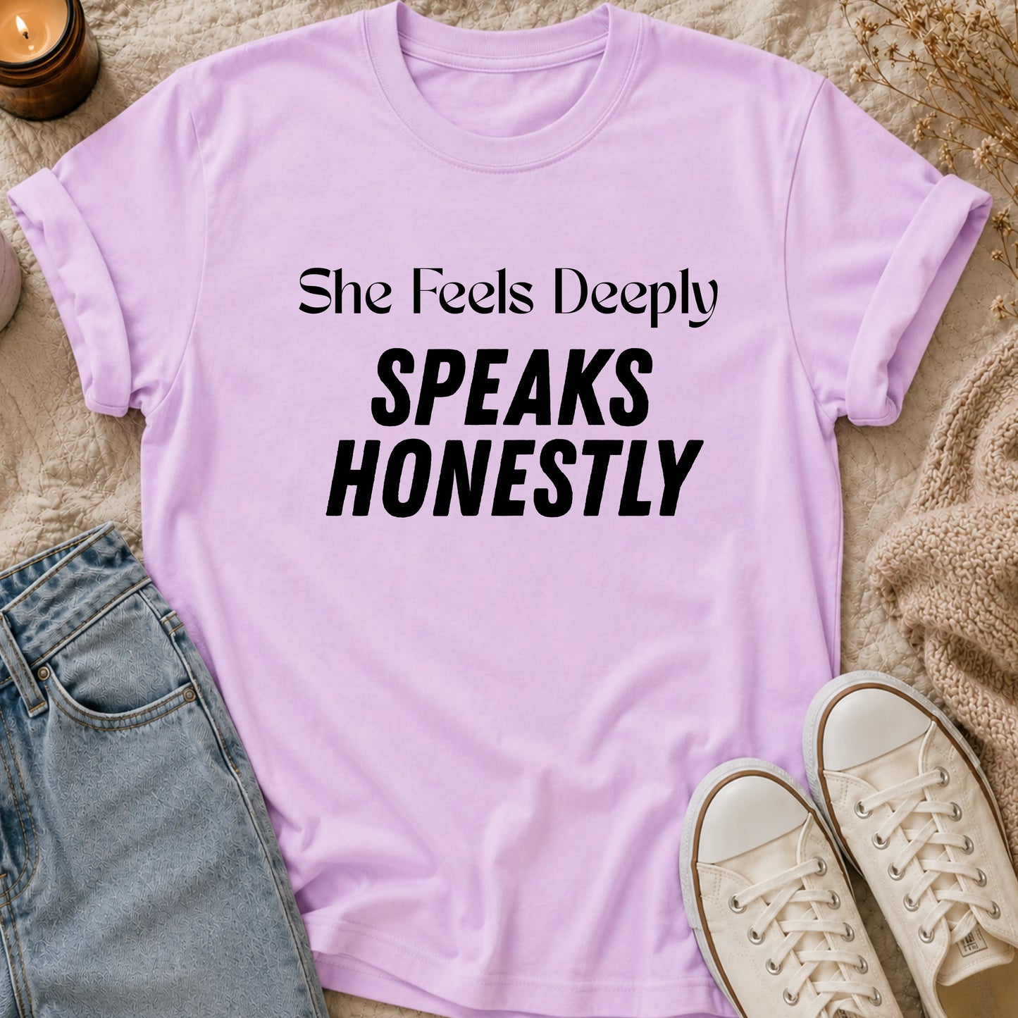 She Feels Deeply, Speaks Honestly T-shirt