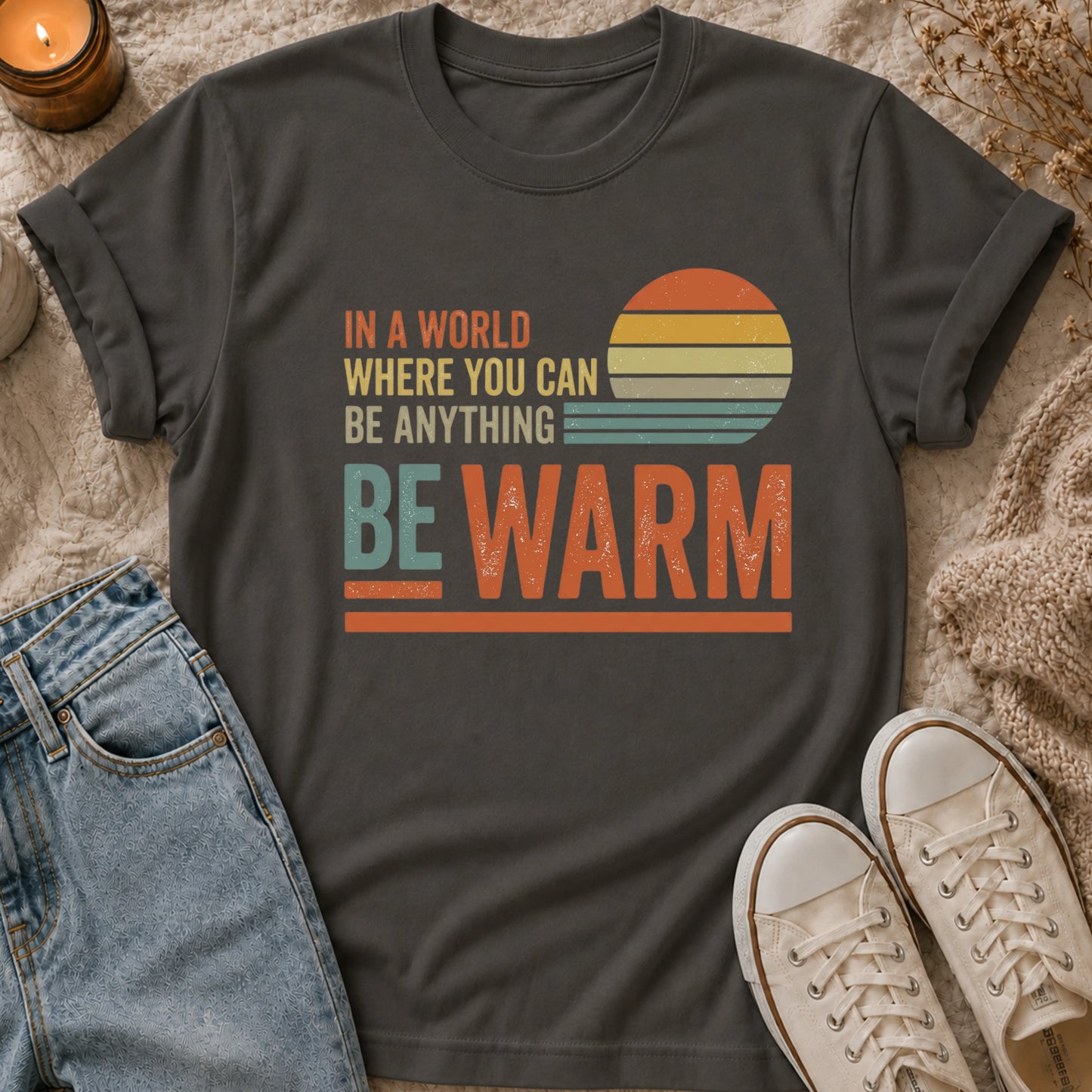 In A World Where You Can Be Anything Be Warm T-shirt